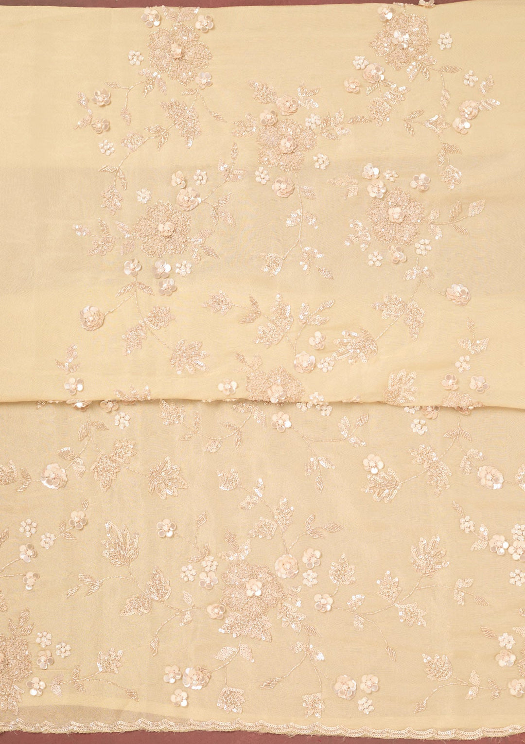 Gold Cutdana Organza Unstitched Salwar Suit-Koskii