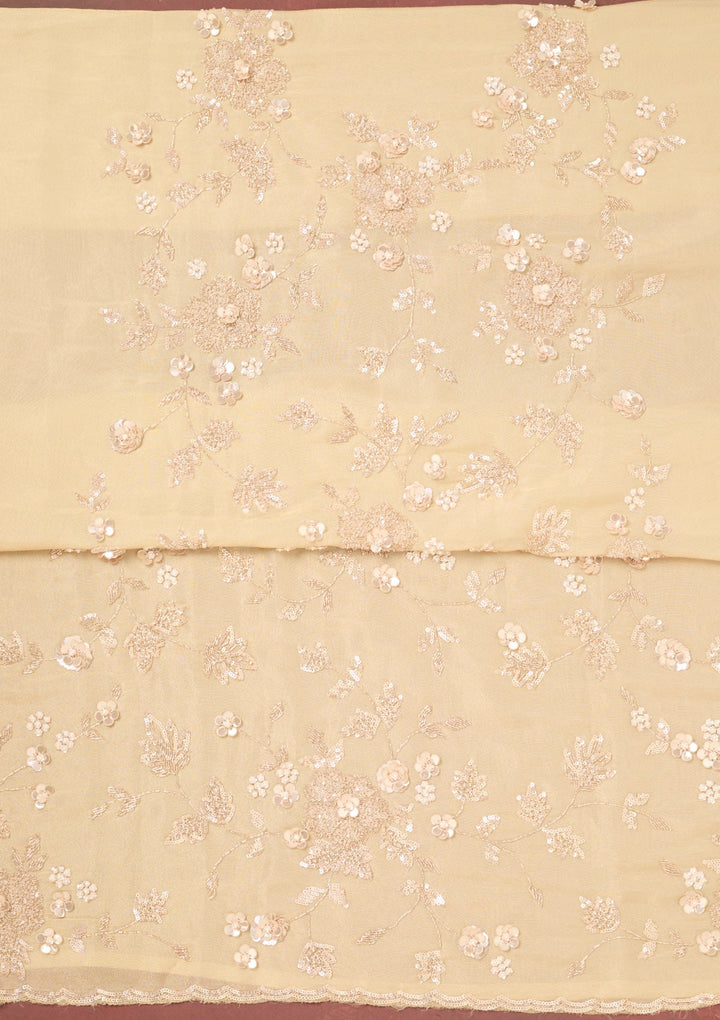 Gold Cutdana Organza Unstitched Salwar Suit-Koskii