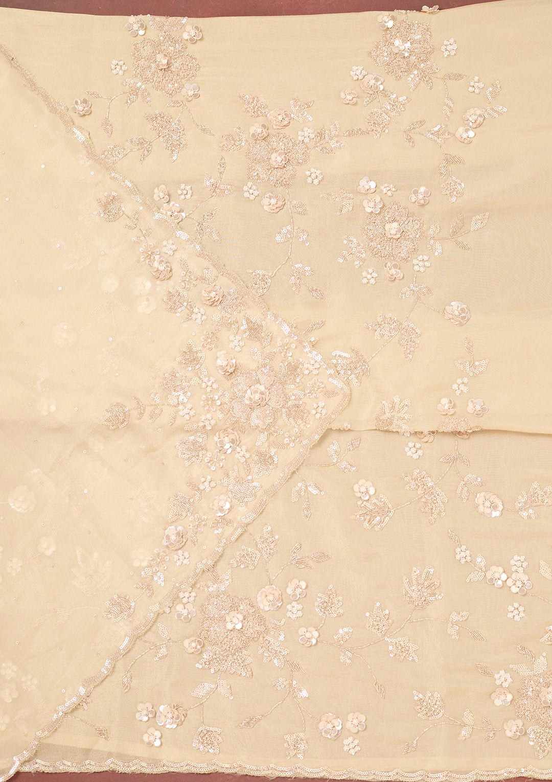 Gold Cutdana Organza Unstitched Salwar Suit-Koskii