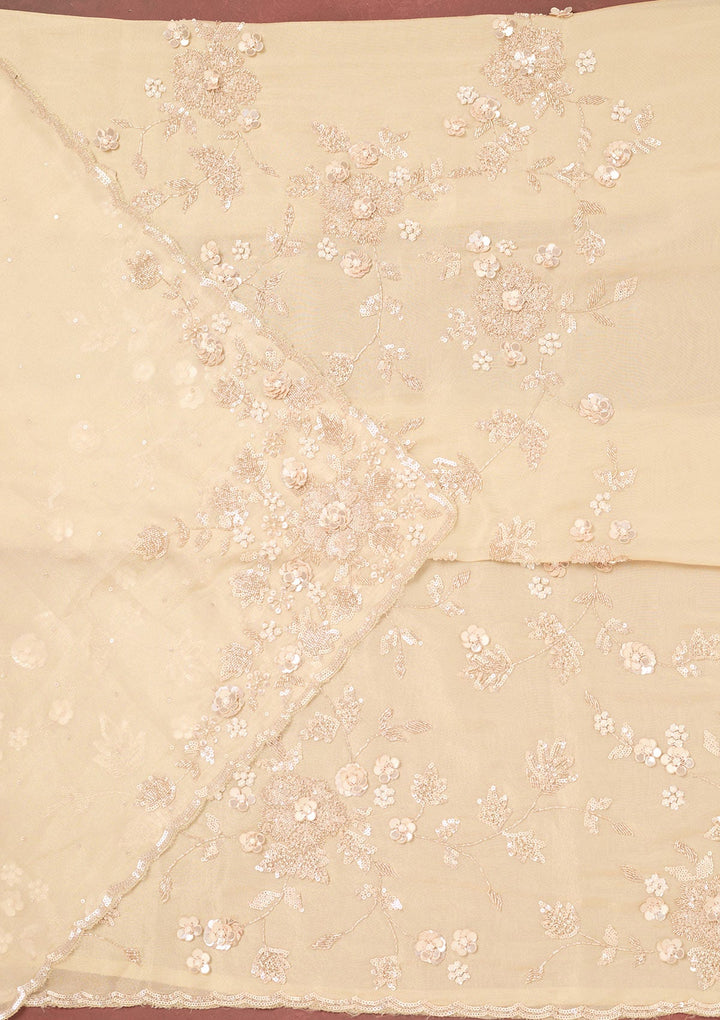 Gold Cutdana Organza Unstitched Salwar Suit-Koskii