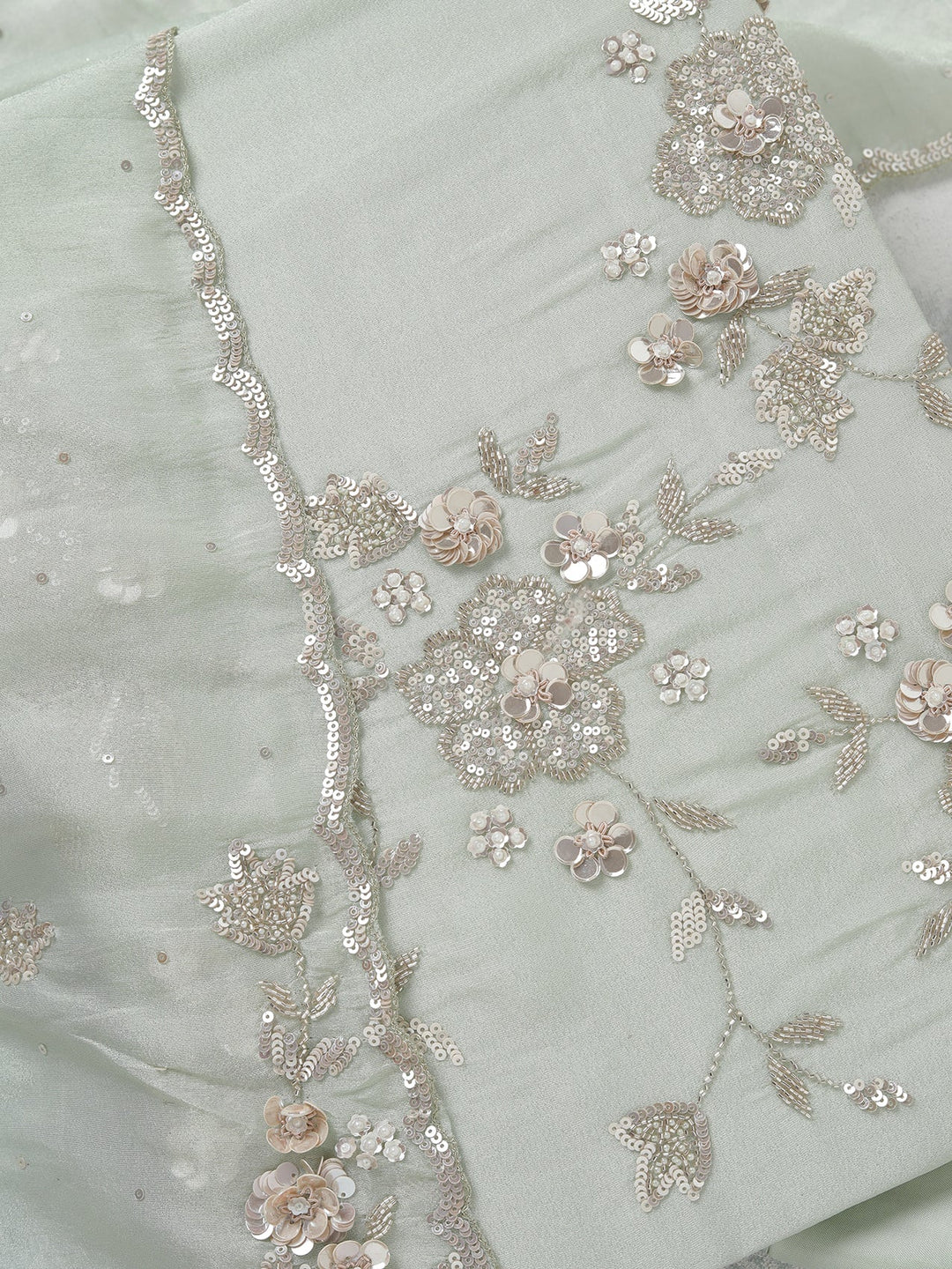 Pista Green Cutdana Tissue Unstitched Salwar Suit-koskii