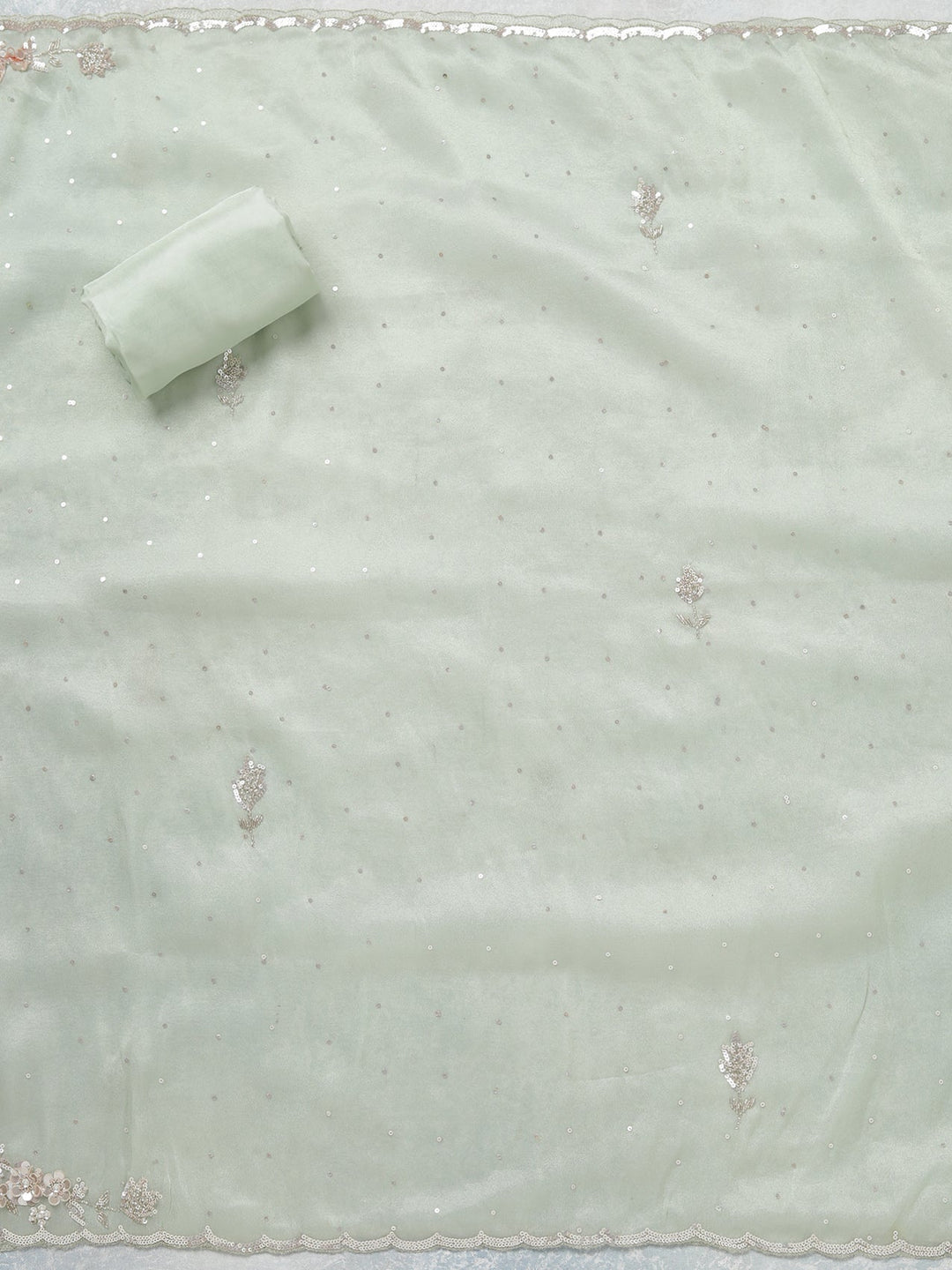 Pista Green Cutdana Tissue Unstitched Salwar Suit-koskii