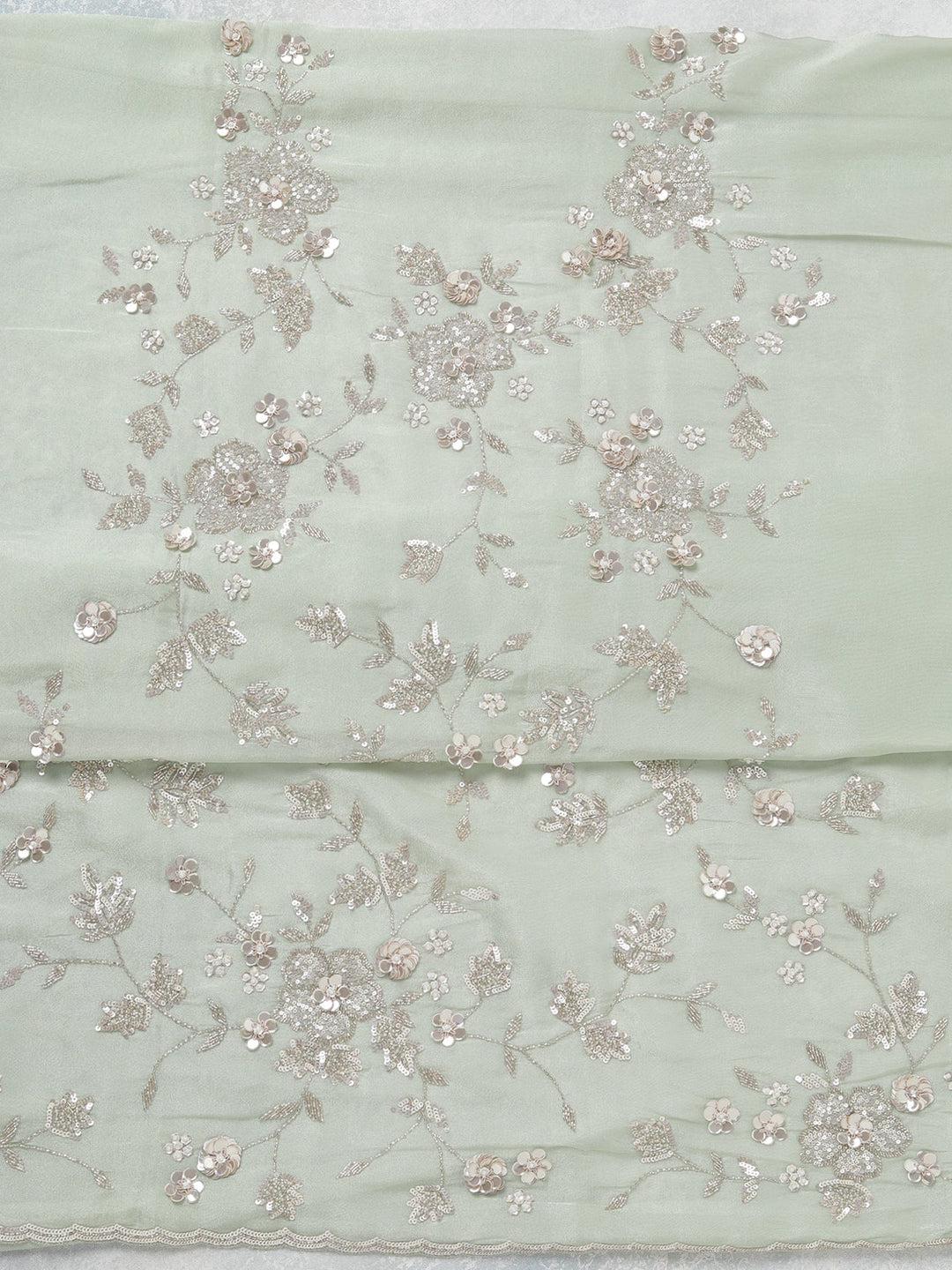 Pista Green Cutdana Tissue Unstitched Salwar Suit-koskii