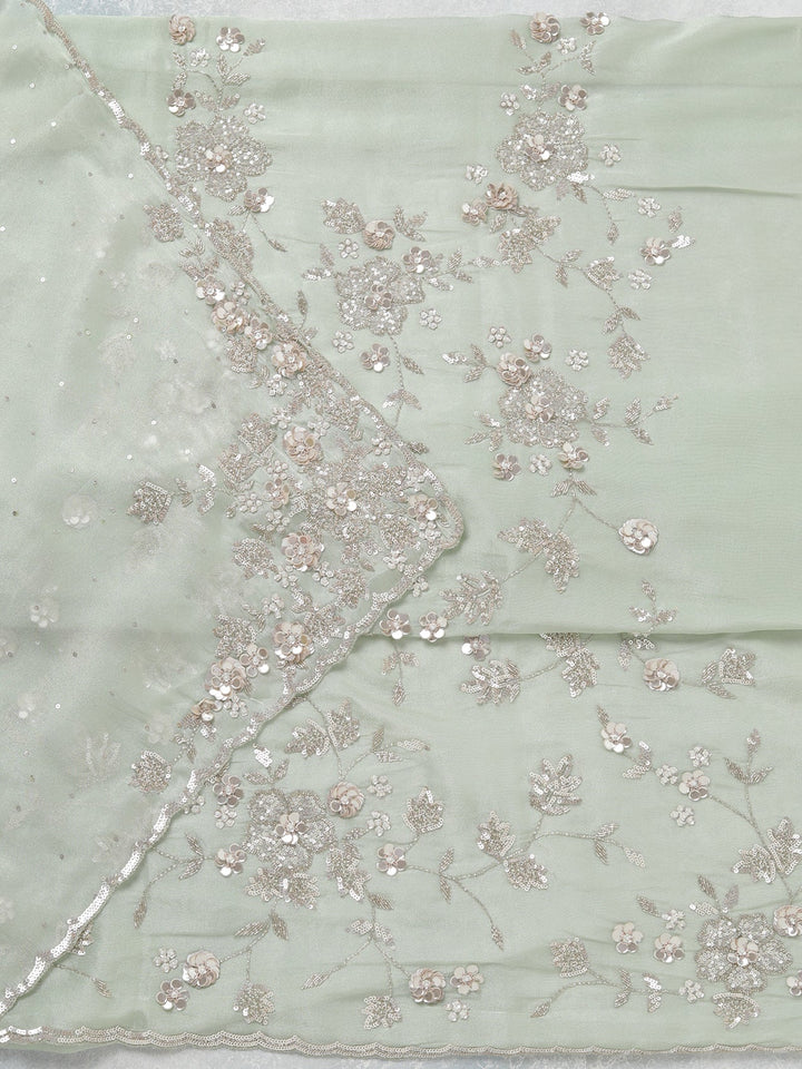 Pista Green Cutdana Tissue Unstitched Salwar Suit-koskii