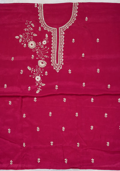 Rani Pink Cutdana Crepe Unstitched Salwar Suit-Koskii