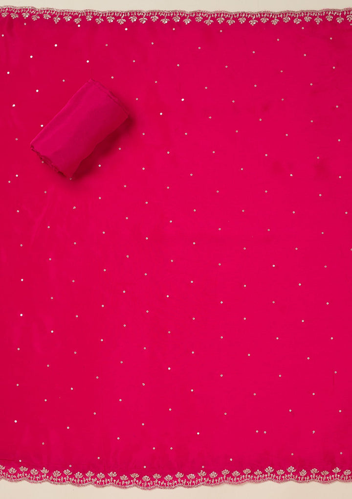 Rani Pink Cutdana Crepe Unstitched Salwar Suit-koskii