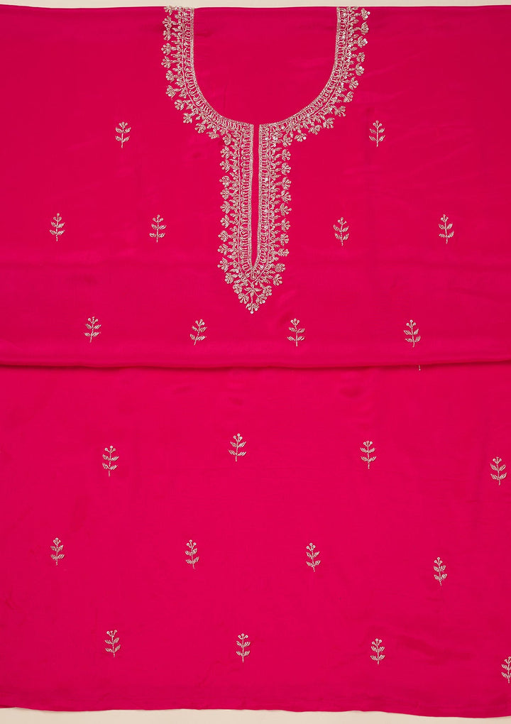 Rani Pink Cutdana Crepe Unstitched Salwar Suit-koskii