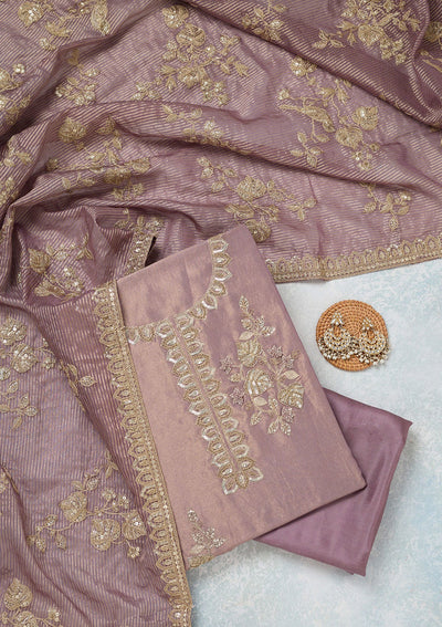 Lavender Sequins Organza Unstitched Salwar Suit-Koskii