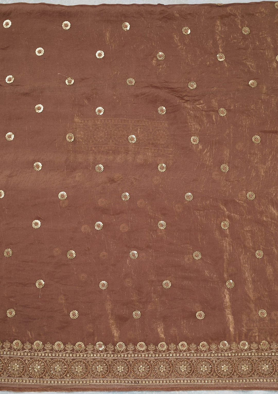 Beige Cording Organza Unstitched Salwar Suit-Koskii