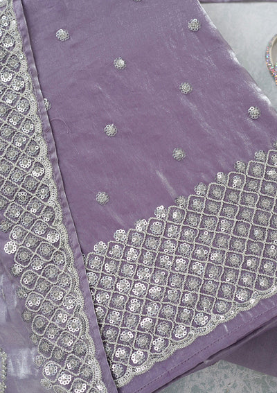Lavender Sequins Organza Unstitched Salwar Suit-Koskii