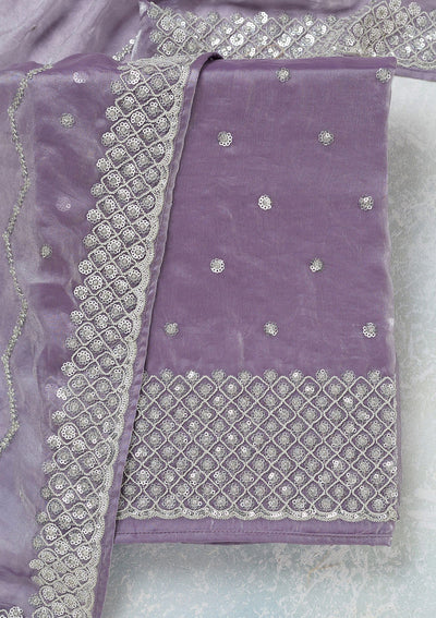 Lavender Sequins Organza Unstitched Salwar Suit-Koskii