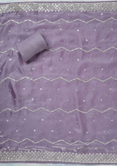 Lavender Sequins Organza Unstitched Salwar Suit-Koskii
