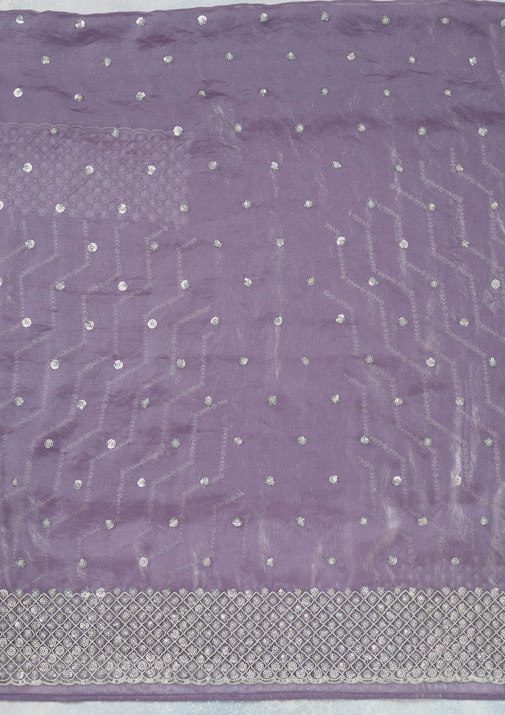 Lavender Sequins Organza Unstitched Salwar Suit-Koskii