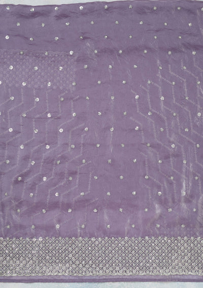 Lavender Sequins Organza Unstitched Salwar Suit-Koskii