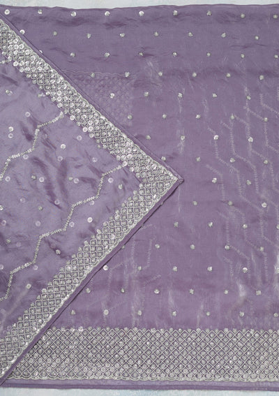 Lavender Sequins Organza Unstitched Salwar Suit-Koskii
