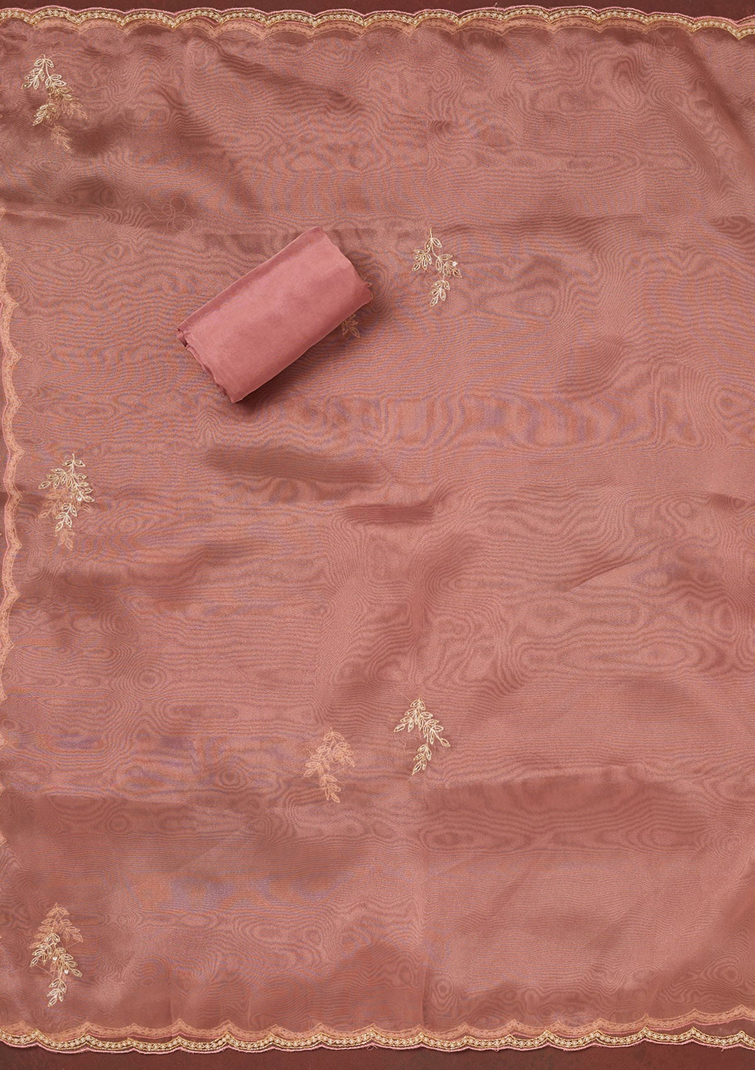 Pink Cutdana Organza Unstitched Salwar Suit-Koskii