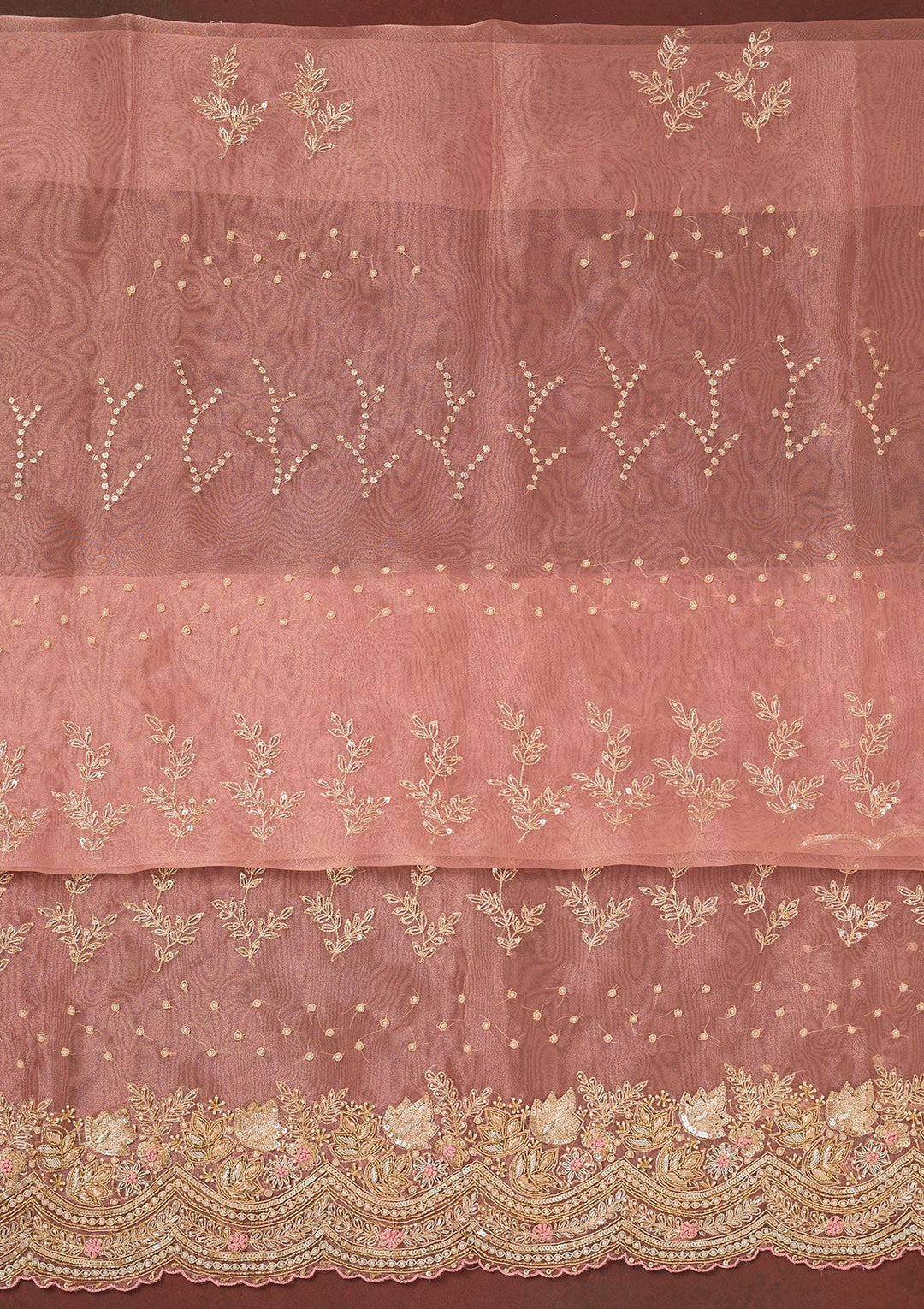Pink Cutdana Organza Unstitched Salwar Suit-Koskii
