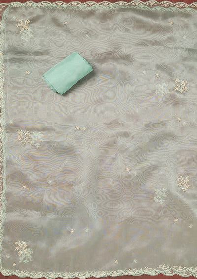 Sky Blue Cutdana Organza Unstitched Salwar Suit-Koskii