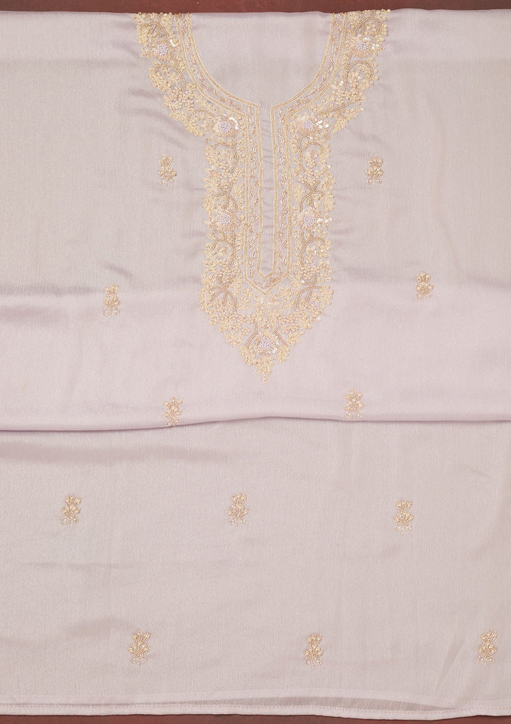 Purple Cutdana Chinon Unstitched Salwar Suit-Koskii