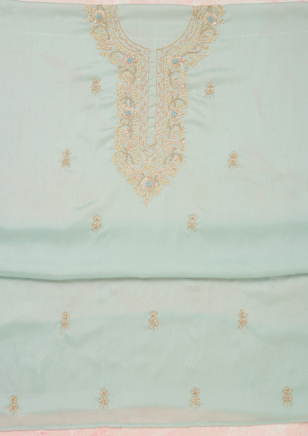 Sky Blue Cutdana Chinon Unstitched Salwar Suit