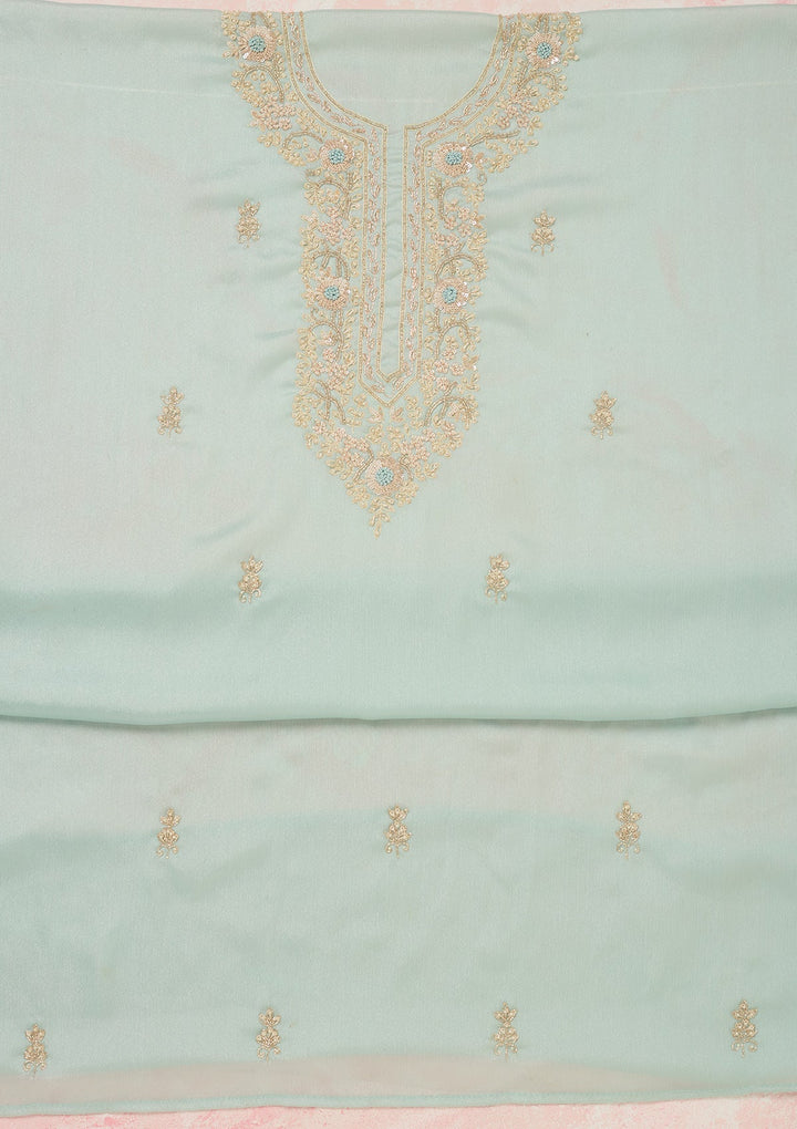 Sky Blue Cutdana Chinon Unstitched Salwar Suit