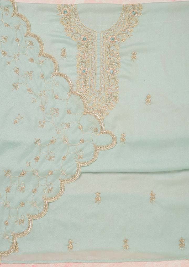 Sky Blue Cutdana Chinon Unstitched Salwar Suit