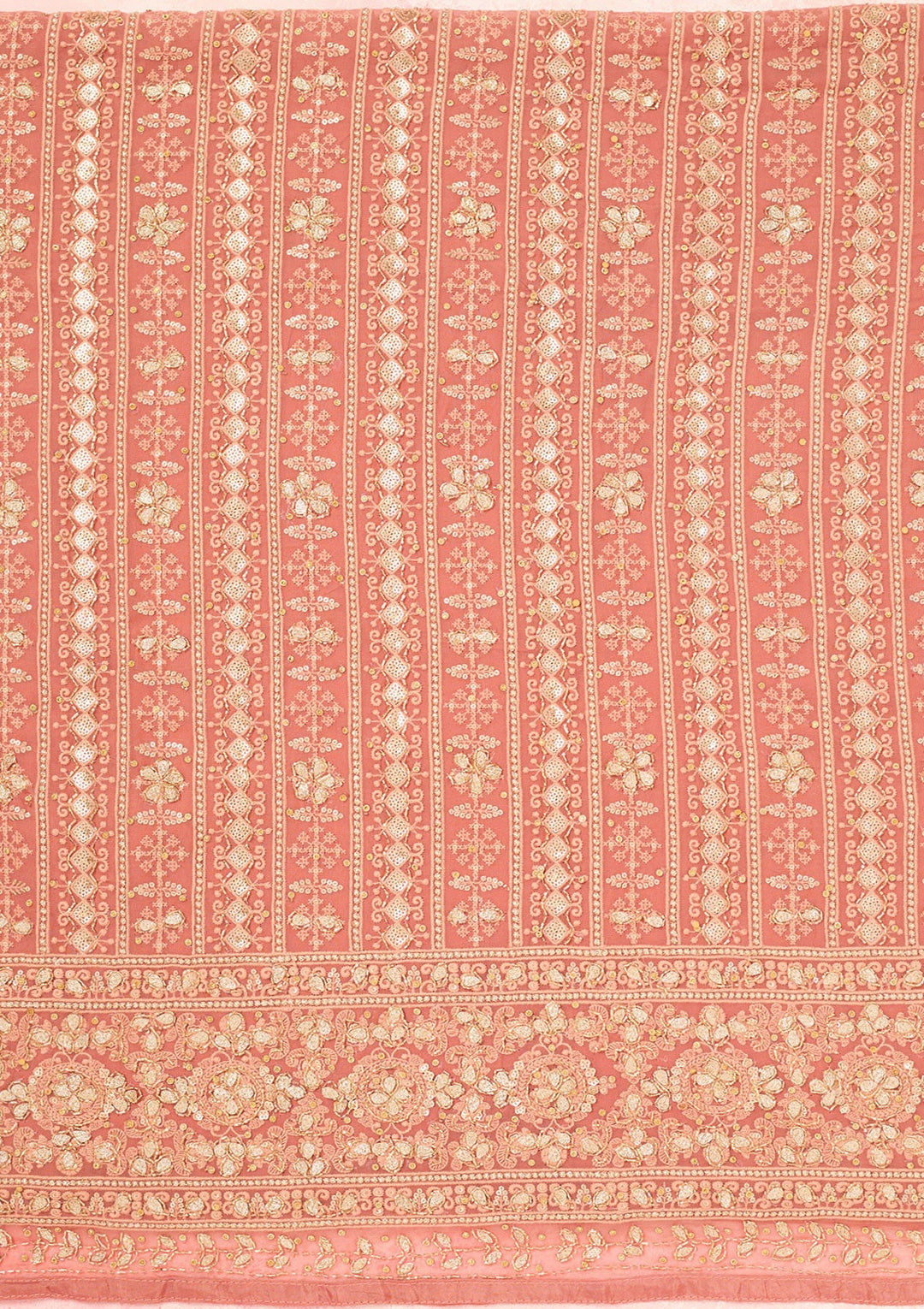 Rust Cutdana Georgette Unstitched Salwar Suit-Koskii