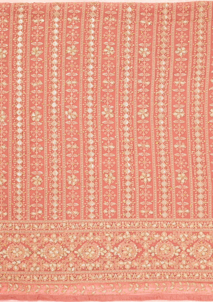 Rust Cutdana Georgette Unstitched Salwar Suit-Koskii