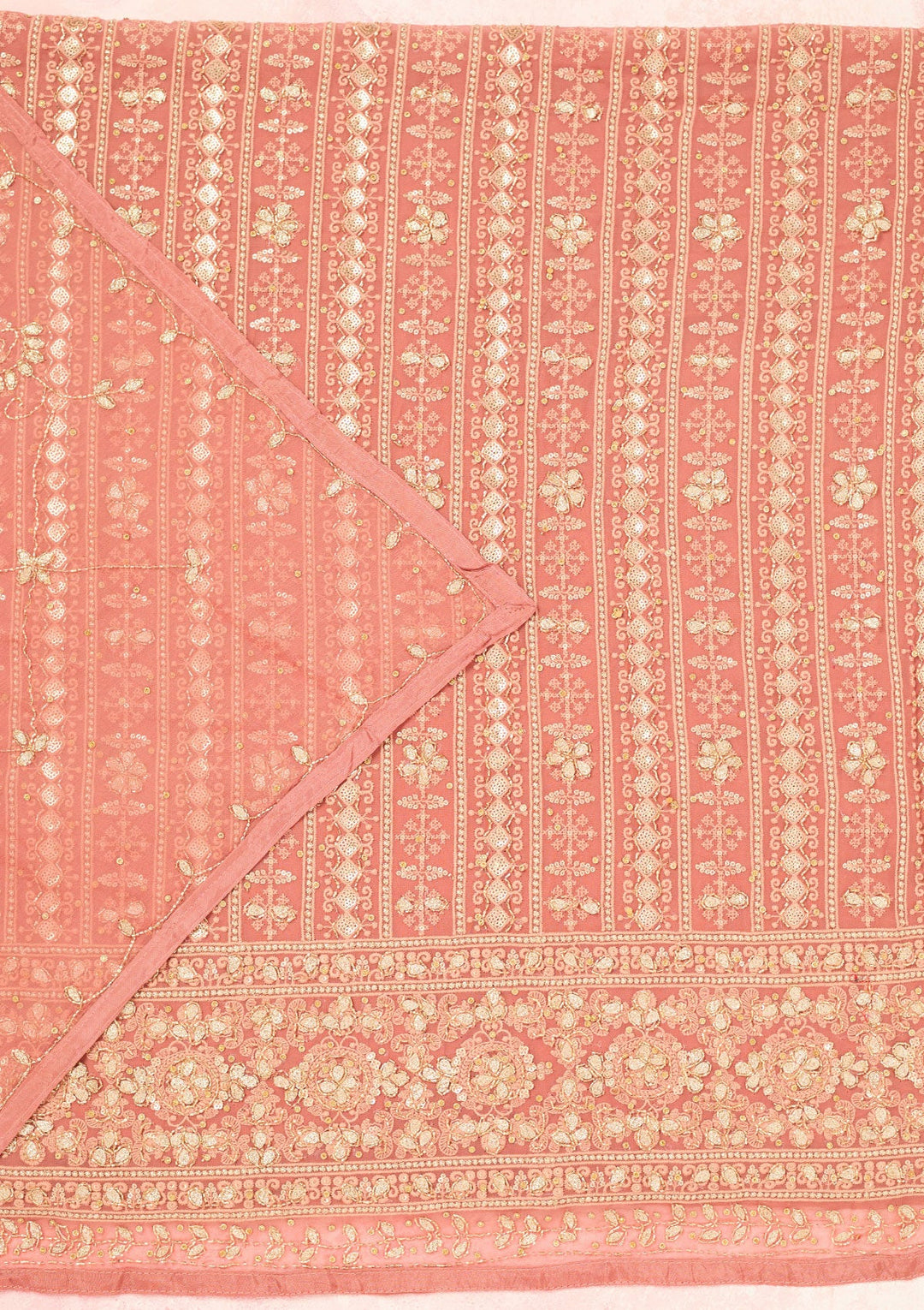 Rust Cutdana Georgette Unstitched Salwar Suit-Koskii