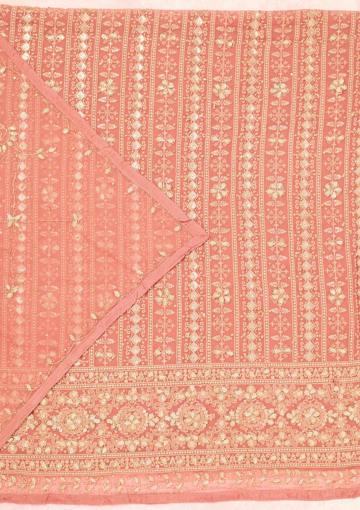 Rust Cutdana Georgette Unstitched Salwar Suit-Koskii