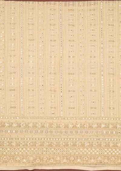 Cream Cutdana Georgette Unstitched Salwar Suit-Koskii