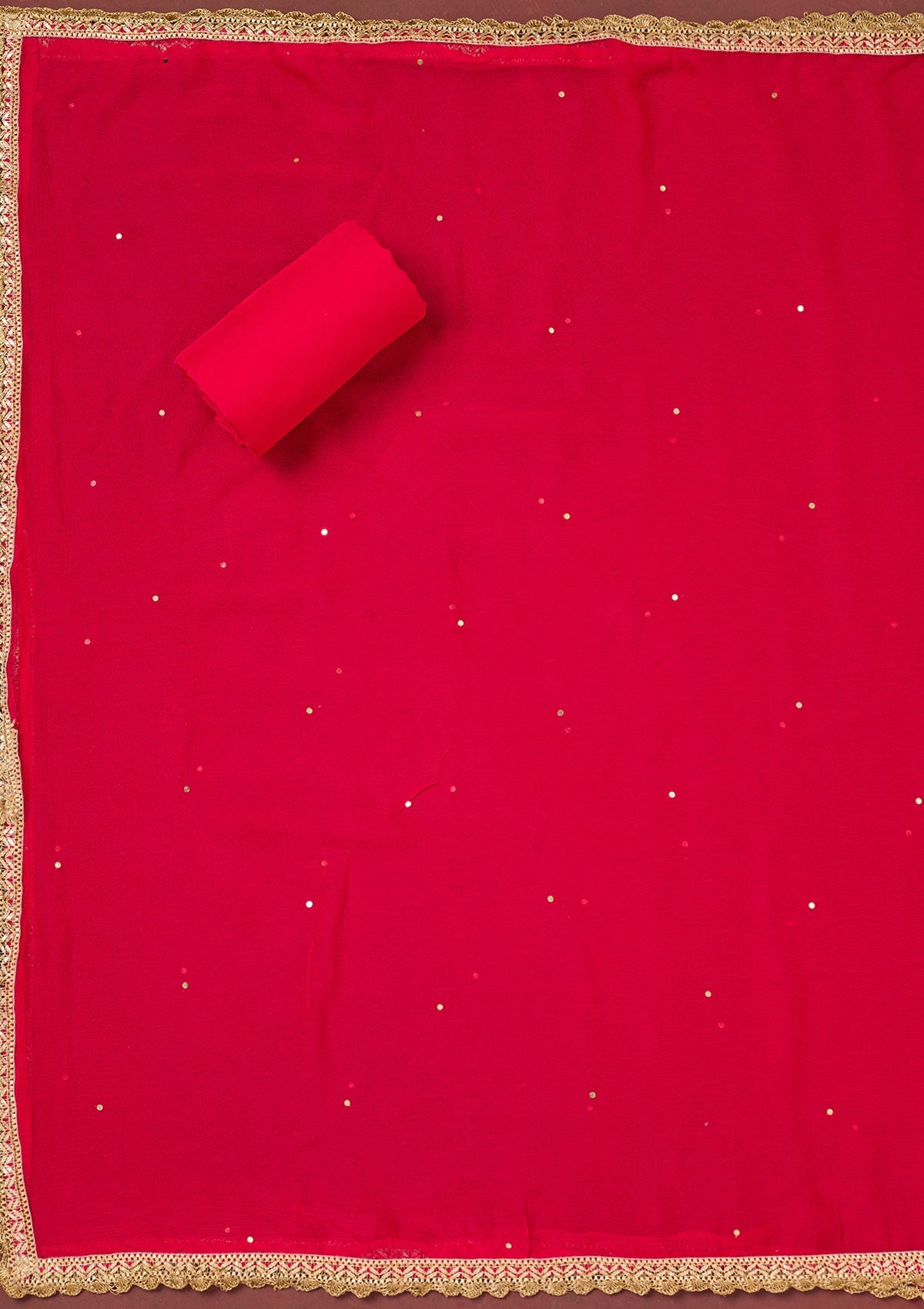 Rani Pink Cutdana Semi Crepe Unstitched Salwar Suit-Koskii