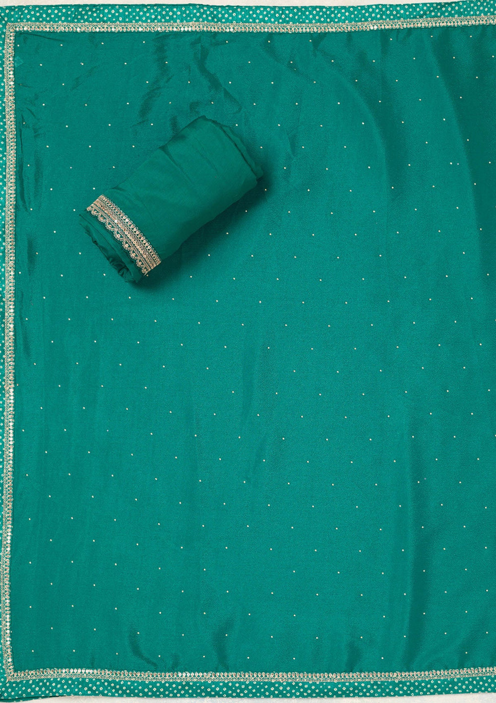 Rama Green Zariwork (Gold) Chinon Unstitched Salwar Suit-Koskii