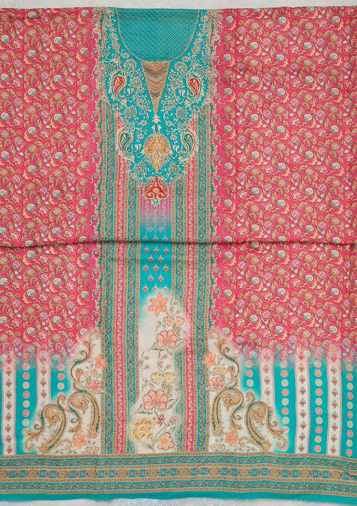 Blue Zariwork (Gold) Semi Crepe Unstitched Salwar Suit_koskii