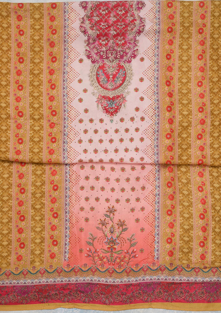 Baby Pink Zariwork Semi Crepe Unstitched Salwar Suit_koskii