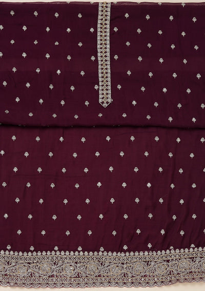 Purple Sequins Organza Unstitched Salwar Suit_koskii