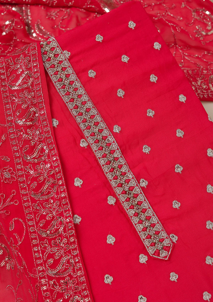 Rani Pink Sequins Organza Unstitched Salwar Suit_koskii