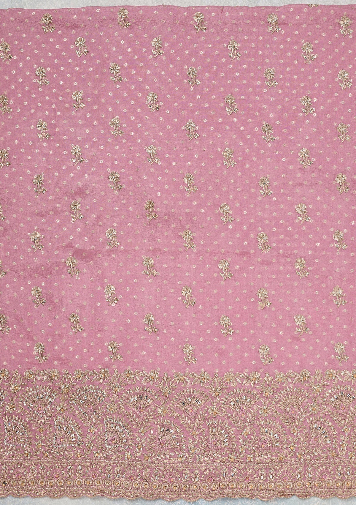 Lavender Zariwork (Gold) Chinon Unstitched Salwar Suit_koskii