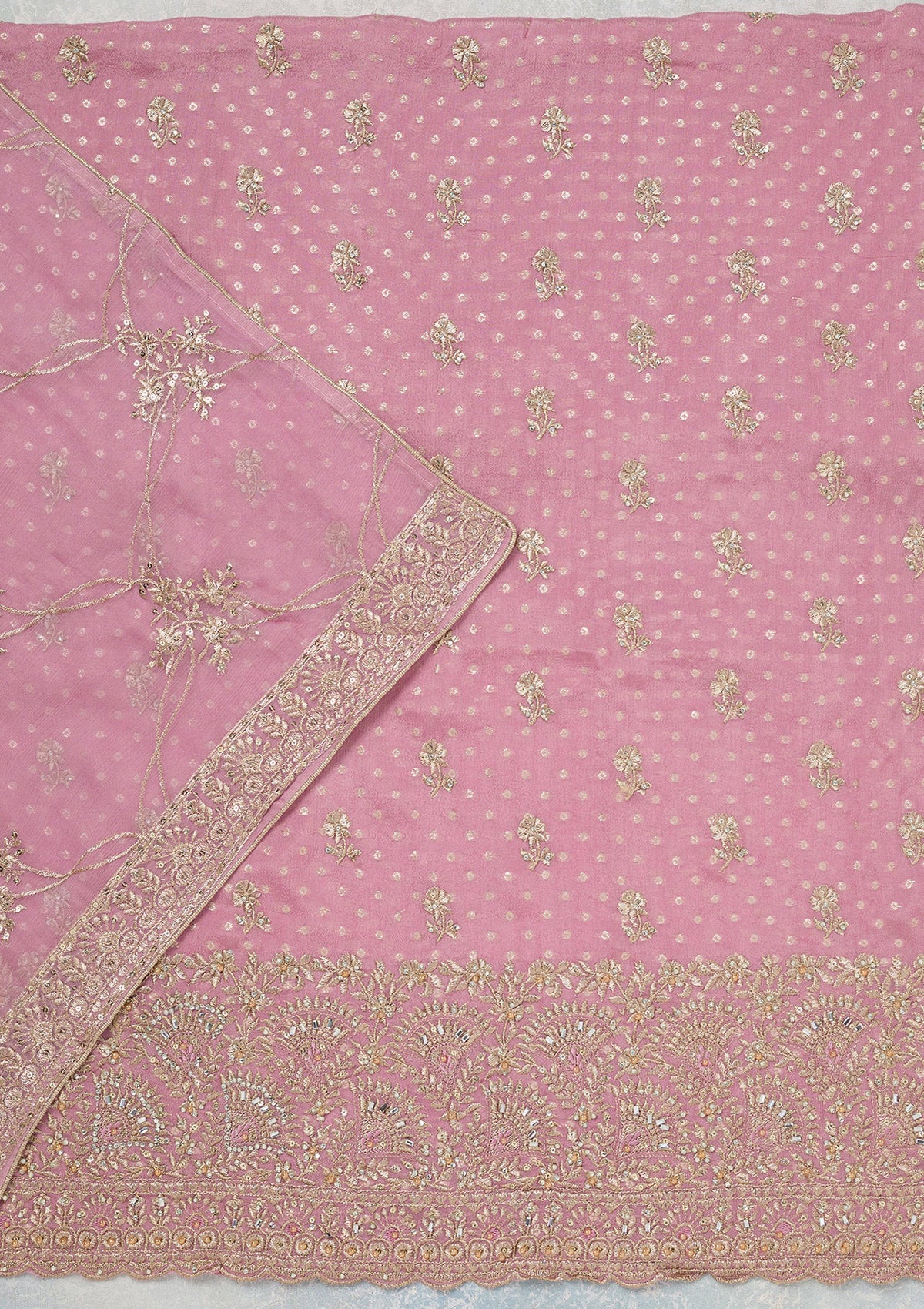Lavender Zariwork (Gold) Chinon Unstitched Salwar Suit_koskii