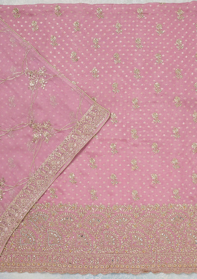 Lavender Zariwork (Gold) Chinon Unstitched Salwar Suit_koskii