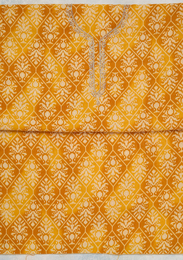 Yellow Cutdana Semi Crepe Unstitched Salwar Suit_koskii
