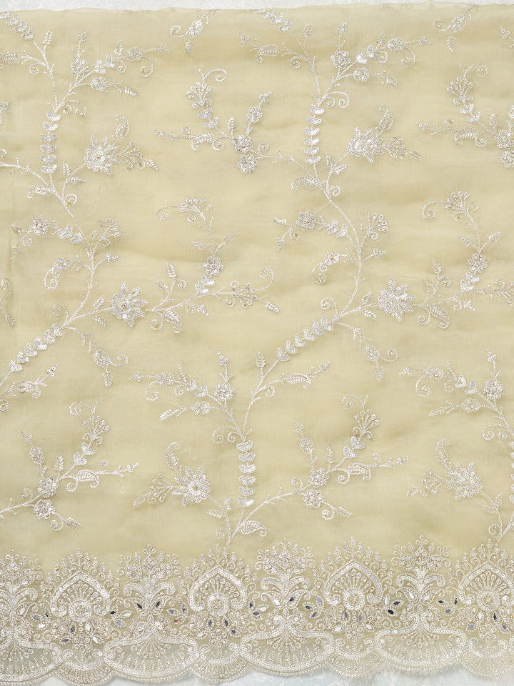 Pista Green Threadwork Tissue Unstitched Salwar Suit