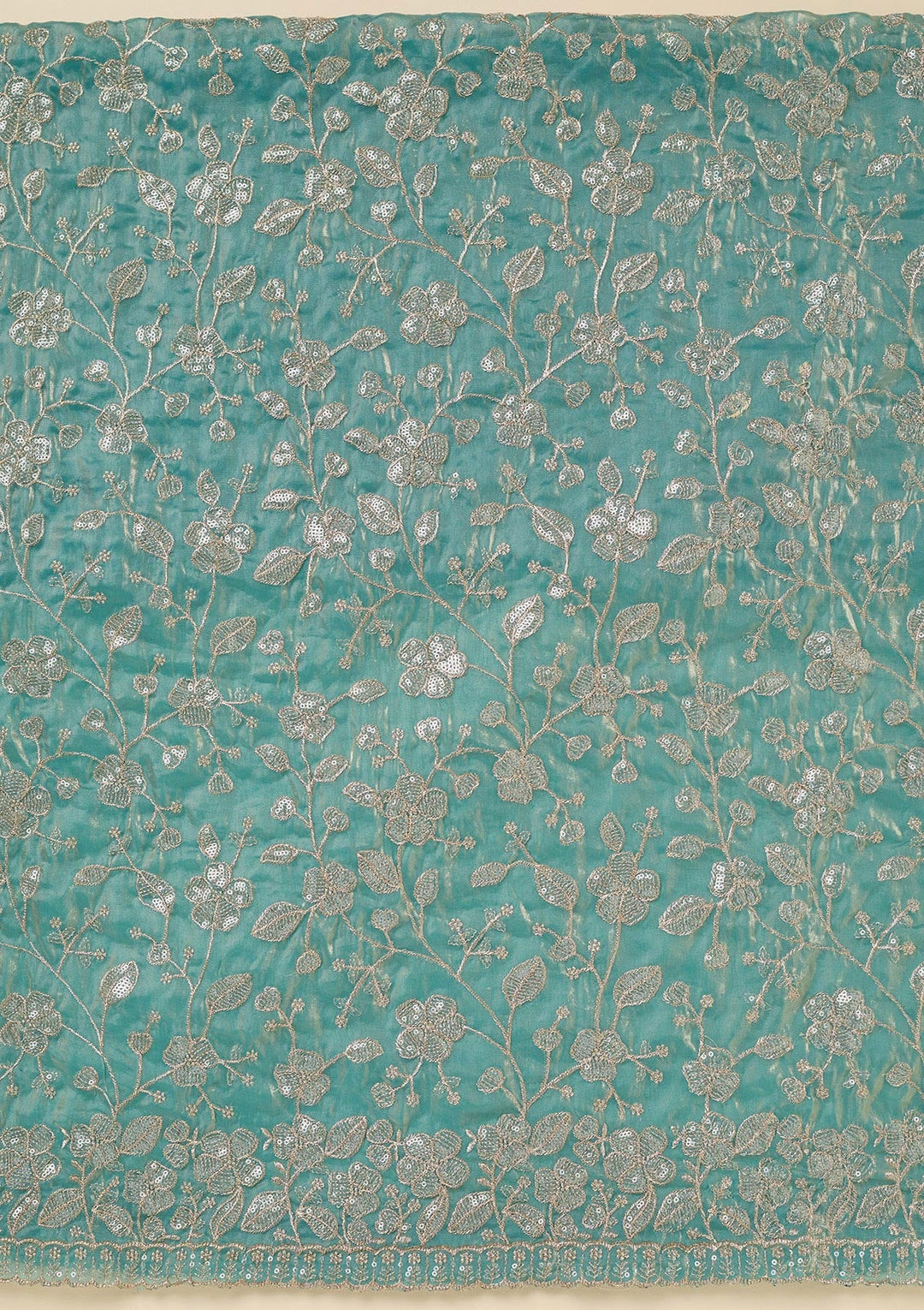 Blue Sequins Semi Crepe Unstitched Salwar Suit-Koskii