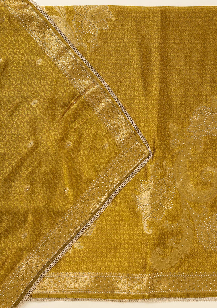 Mustard Zariwork (Gold) Dola Silk Unstitched Salwar Suit