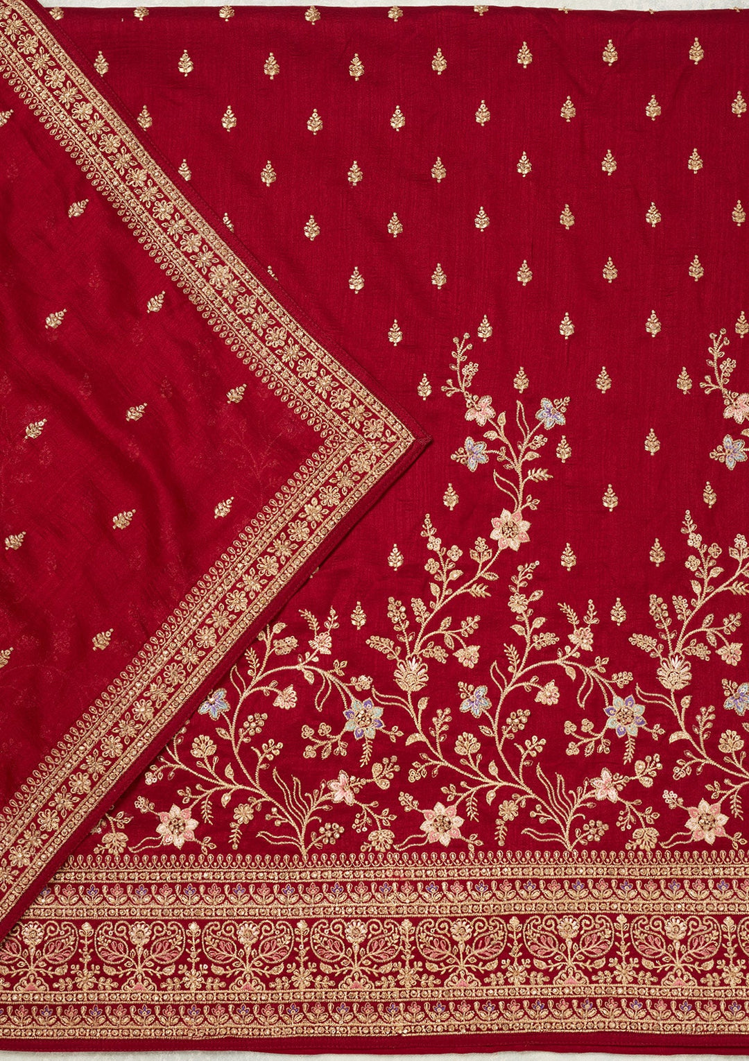 Maroon Cording Soft Raw Silk Unstitched Salwar Suit