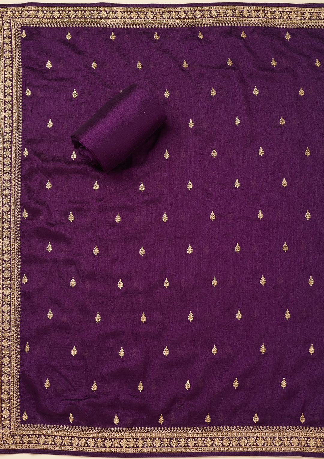 Purple Cording Soft Raw Silk Unstitched Salwar Suit
