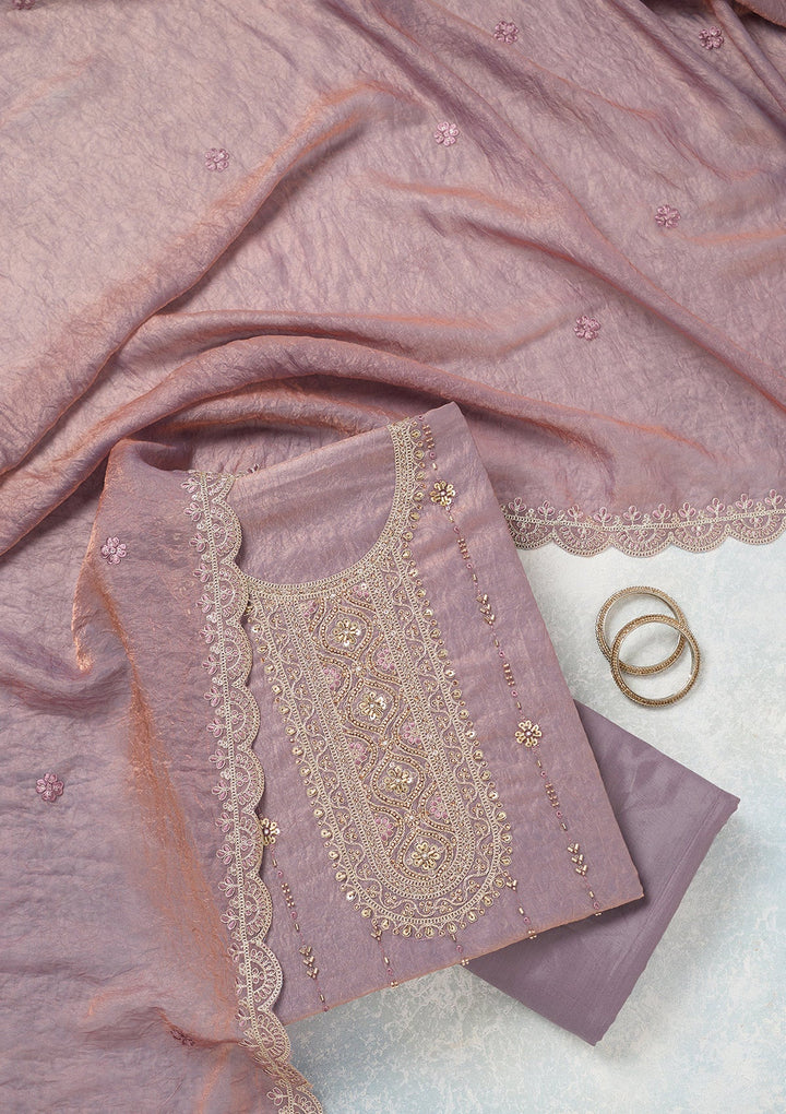 Lavender Cutdana Tissue Unstitched Salwar Suit-koskii