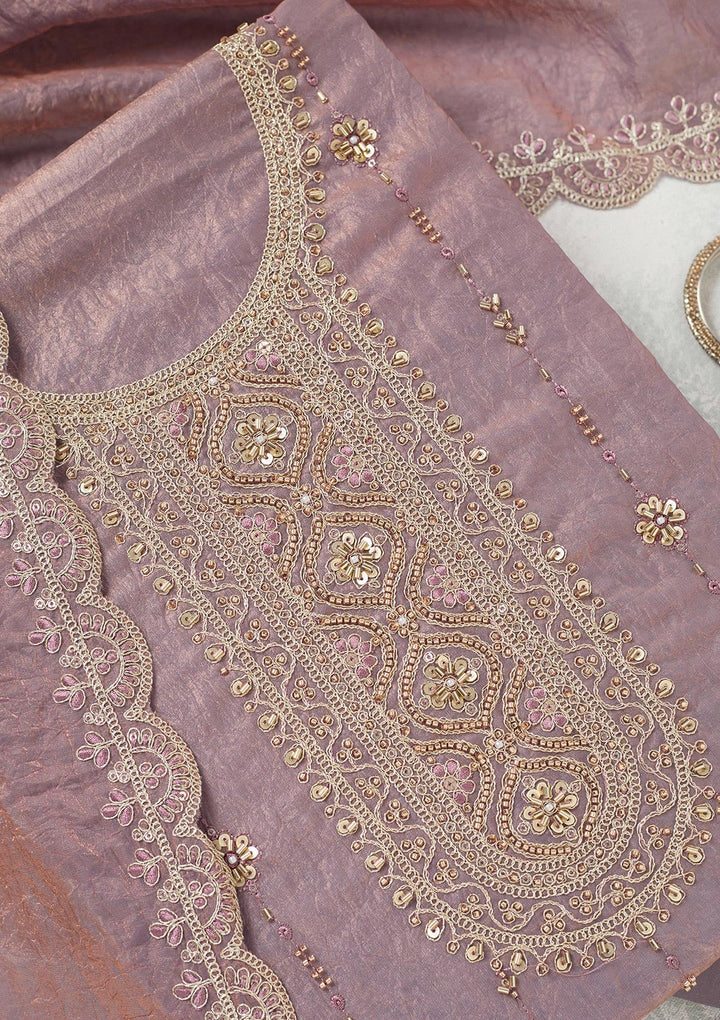 Lavender Cutdana Tissue Unstitched Salwar Suit