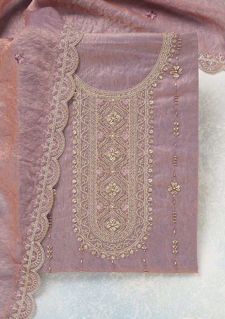 Lavender Cutdana Tissue Unstitched Salwar Suit