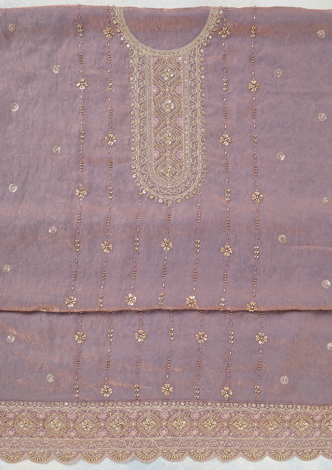 Lavender Cutdana Tissue Unstitched Salwar Suit